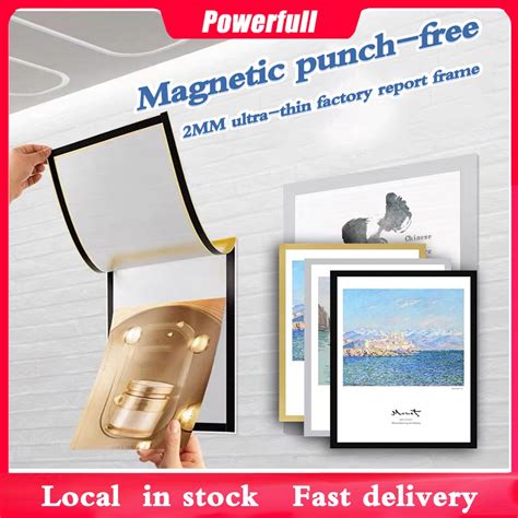 A4 Magnetic Display Board Wall Stick Frame Photo Certificate Office Adhesive Wall Frame Gambar ...