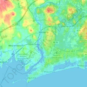 Westerly topographic map, elevation, terrain