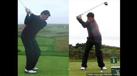 Nick Faldo golf swing - Driver (down-the-line & face-on views), July 2017 - YouTube