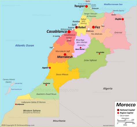 Map Of Morocco With Cities - State Coastal Towns Map