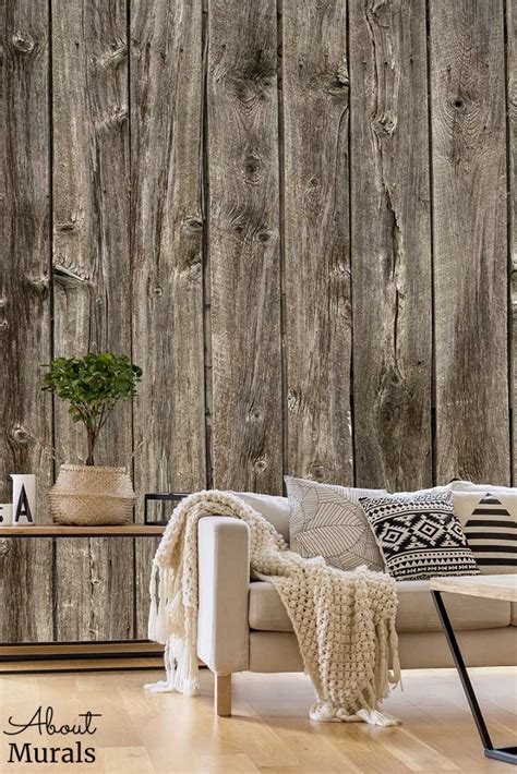 Faux Wood Wallpaper as seen on Cityline TV | About Murals | Rustic wood ...