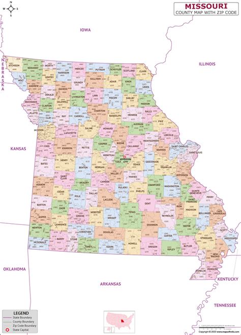 Missouri County Zip Codes Map