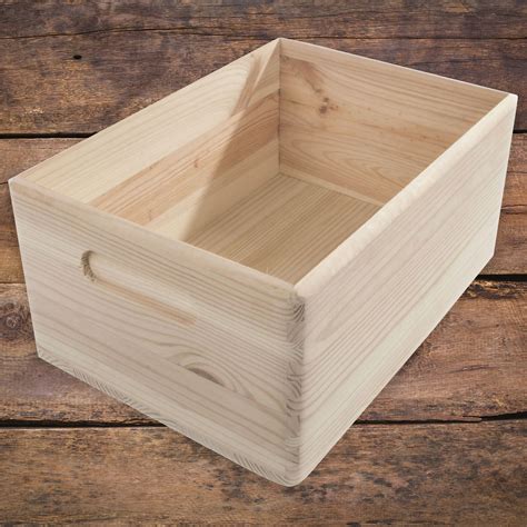 Wooden Open Decorative Storage Boxes / 5 Sizes / Small to Large Pinewood Crate | eBay