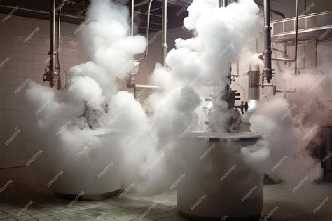 Premium AI Image | Liquid nitrogen vapor rising from cryo tanks