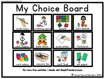 FREE Home Choice Board for School Closures by Simply Special Ed | TPT