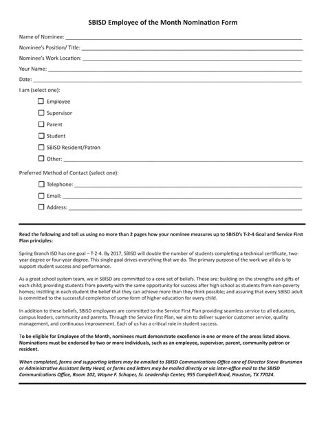 Employee Of The Month Nomination PDF Form - FormsPal