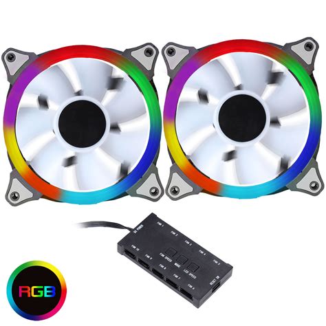 Generic Rainbow PWM Fan Controller 6pin with 2 x Rainbow RGB Ring 120mm ...