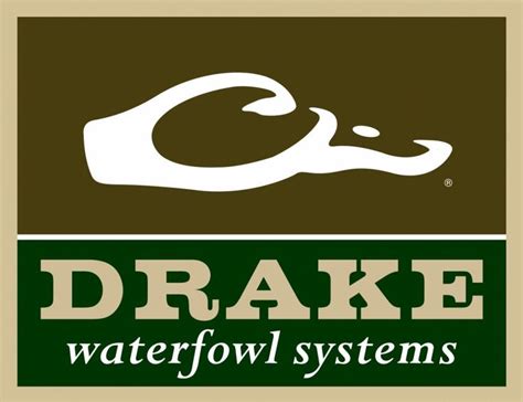 the logo for drake waterfowl systems is shown in green and brown colors