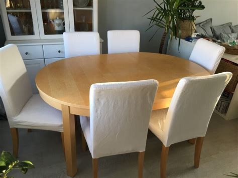 IKEA ROUND EXTENDABLE DINING TABLE x 6 CHAIRS | in Marston, Oxfordshire | Gumtree