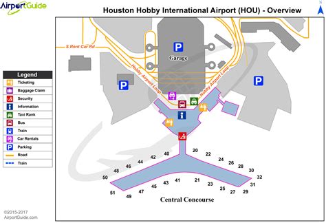 Houston - William P Hobby (HOU) Airport Terminal Map - Overview