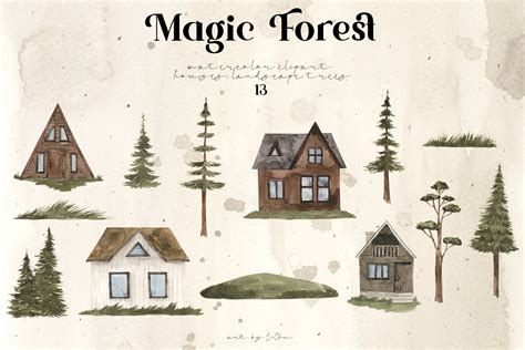 Magic Forest Watercolor Clipart - Design Cuts