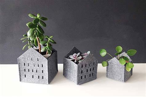 Handmade Felt Plant Pot Container Set | Gadgetsin