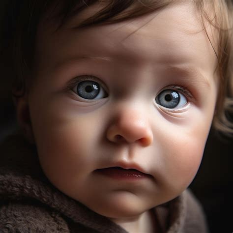 Premium AI Image | a baby with a brown coat and blue eyes