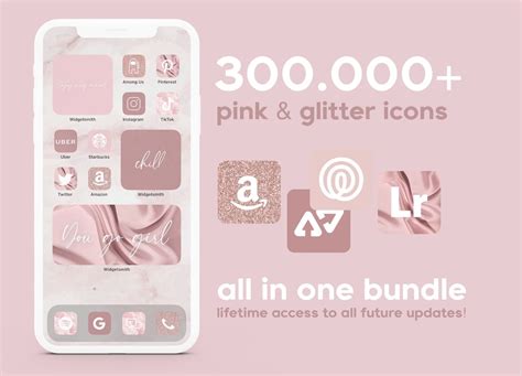 App Icons Pink & Glitter Cute Aesthetic Pink Pastel, Widgets With ...