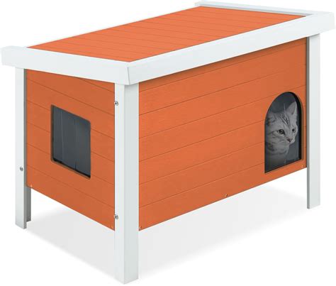 Amazon.com : AACULPET Insulated Outdoor Cat House for Outdoor Cats, PS Material Weatherproof Cat ...
