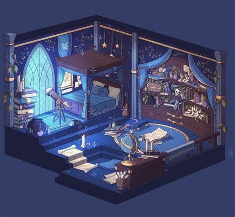 Fantasy Rooms, Fantasy Castle, Fantasy Places, Bedroom Drawing, House Drawing, Sims House Design ...