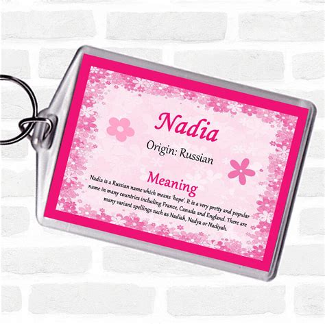 Nadia Name Meaning Bag Tag Keychain Keyring Pink | eBay