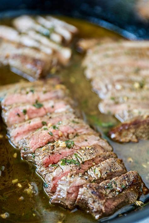 Garlic Butter Skillet Flank Steak Recipe - No. 2 Pencil