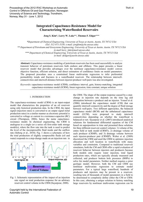 (PDF) Integrated Capacitance-Resistance Model for Characterizing Waterflooded Reservoirs