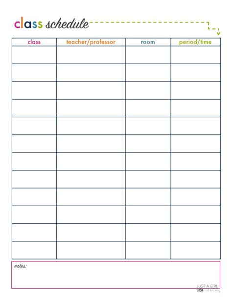 Classroom Daily Schedule Template Database