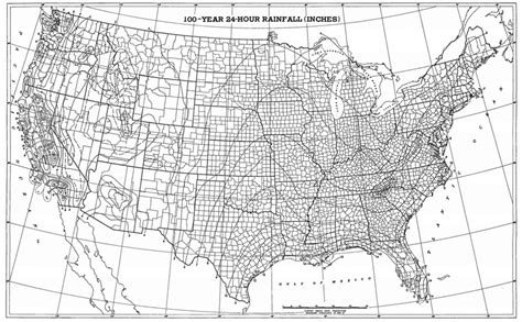 The 100-year 24-hour rainfall depth in the United States (Source ...