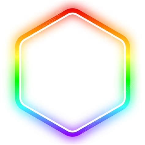 Rainbow Hexagon Neon Frame, Rainbow, Hexagon, Frame PNG and Vector with Transparent Background ...