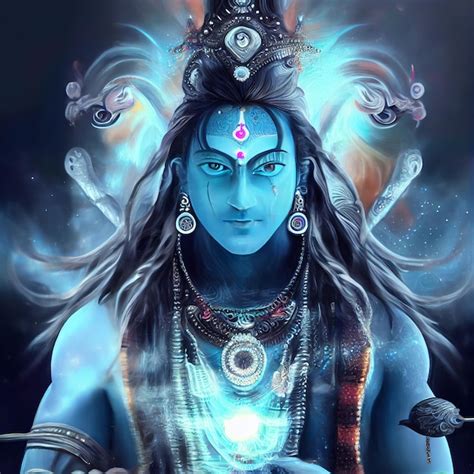 Premium Photo | Shiva portrait hindu god hinduism deity with blue skin