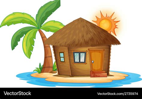 A small nipa hut in the island Royalty Free Vector Image