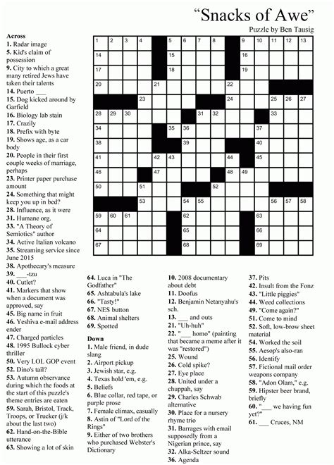 Large Print Crossword Puzzles For Seniors Printable