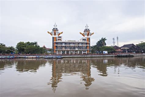 Viewing Tower in Taman Siring, Banjarmasin City, South Kalimantan, Indonesia. Located on the ...