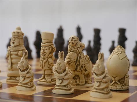 Berkeley Chess Ltd - Alice in Wonderland Chess Set - Ivory and Brown - ChessBaron Chess Sets USA ...