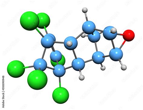 3D image of Dieldrin skeletal formula - molecular chemical structure of organochloride isolated ...