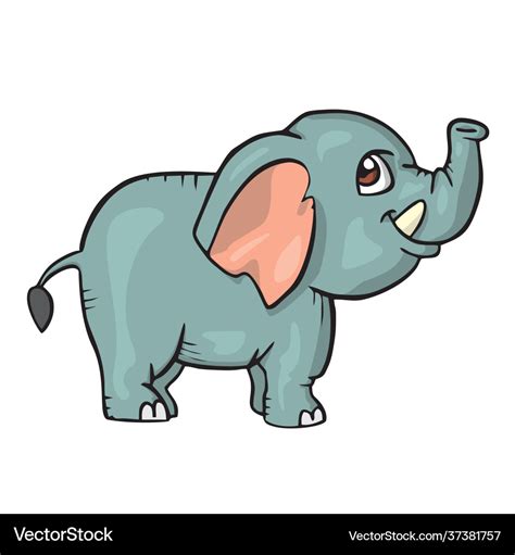 Elephant on white background cute cartoon animal Vector Image