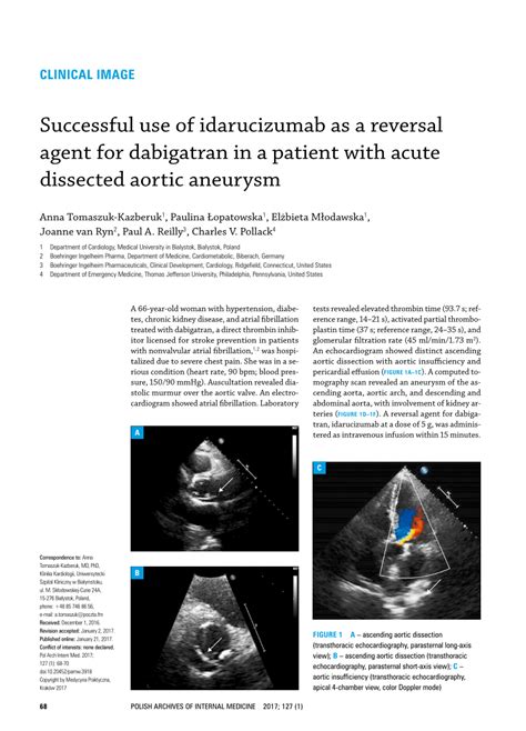 (PDF) Successful use of idarucizumab as a reversal agent for dabigatran ...