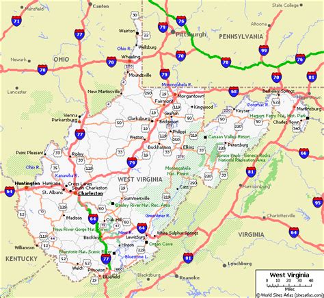 West Virginia Map - TravelsFinders.Com