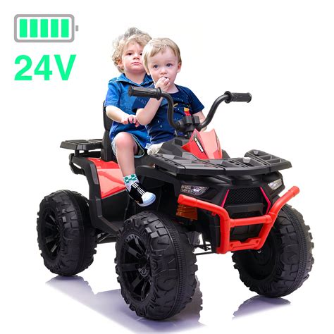 24V 2 Seater Kids Ride On Car Truck with 20" Extra Wide Seat, 4WD/2WD Switchable Kids Electric ...