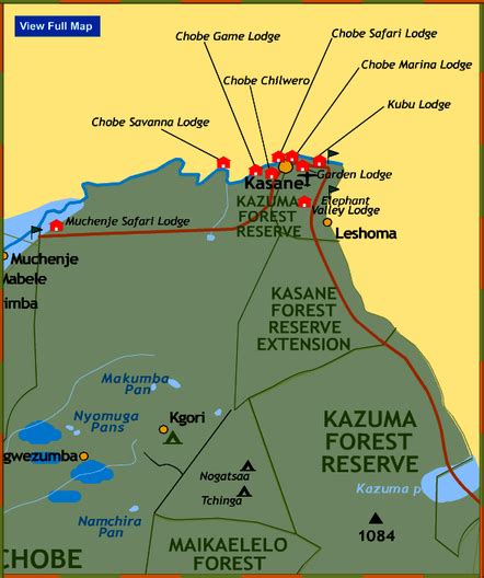 Map of Chobe Game Lodges - Chobe National Park Map