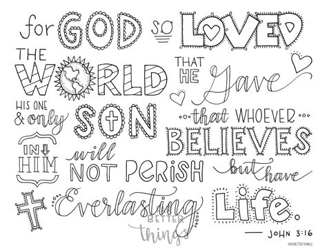 Bible Verse Coloring Page John 3:16 Printable Bible - Etsy