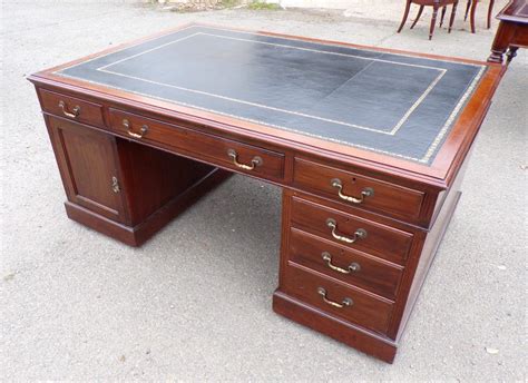 Antique Partners Desk Victorian Mahogany Drawers & Cupboards