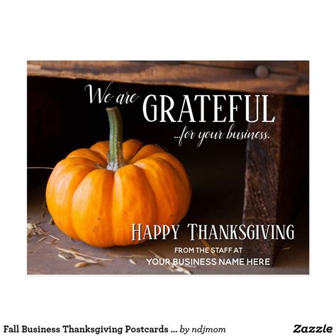 Fall Business Thanksgiving Postcards - Grateful | Zazzle | Fall ...