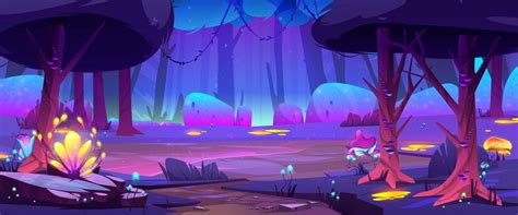 Free Vector | Magic forest landscape at night