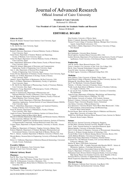 Editorial Board - 2019 - Journal of Advanced Research | PDF | Health Sciences | Health Care