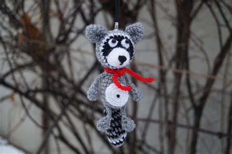 Crochet Raccoon keychain Raccoon toy Gift for boy Plush | Etsy