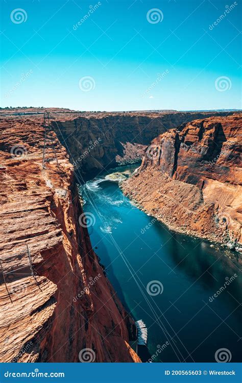 Aerial View of the Colorado River from Glen Canyon Dam in Grand Canyon ...