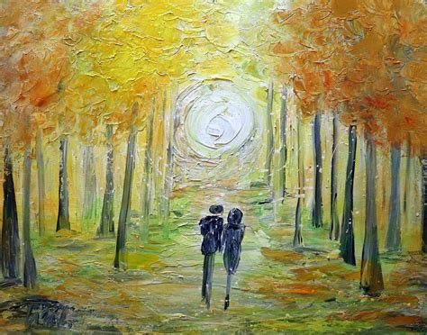 Romantic Wall Art Couple painting on canvas, Couple in Love Fall ...