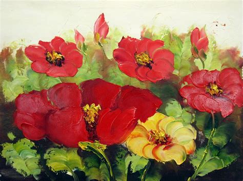 Red Flower 12x16 in. stretched Oil Painting Canvas Art Wall Decor modern003 - Paintings