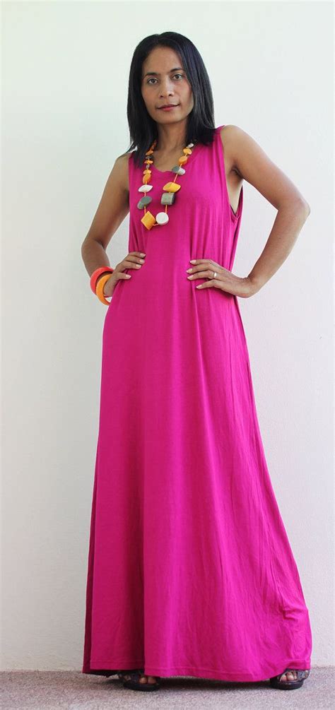 Pink Maxi Dress Sleeveless Long Pink Dress : Funky Elegant | Etsy | Pink long dress, Pink maxi ...