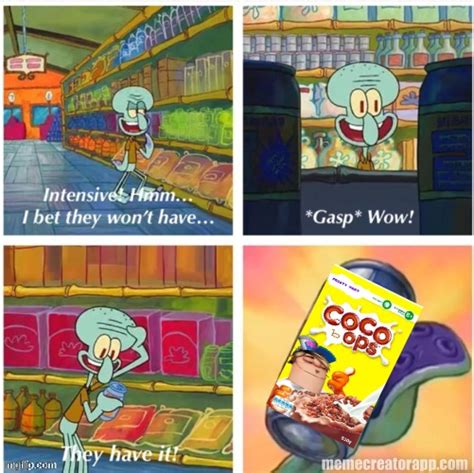 squidward buying coco bops cereal - Imgflip