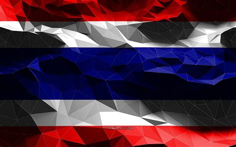 Thai flag, low poly art, Asian countries, national symbols, Flag of Thailand, HD wallpaper | Peakpx