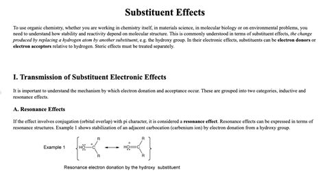 Solved Substituent Effects To use organic chemistry, whether | Chegg.com